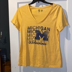 University of Michigan Wolverines Yellow V-Neck Tee